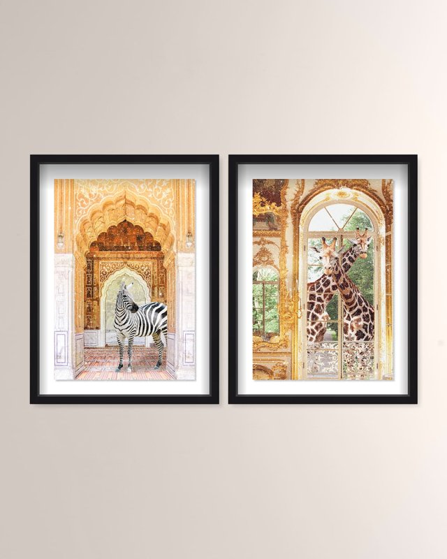 "Animal Palace Entrance" Framed Art Prints on Paper Set